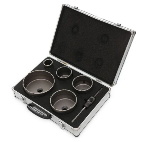 Set Kruna za bušenje cigle, betona Ø65, Ø80, Ø100, Ø110 i Ø125mm sa držačem SDS+ - Image 5