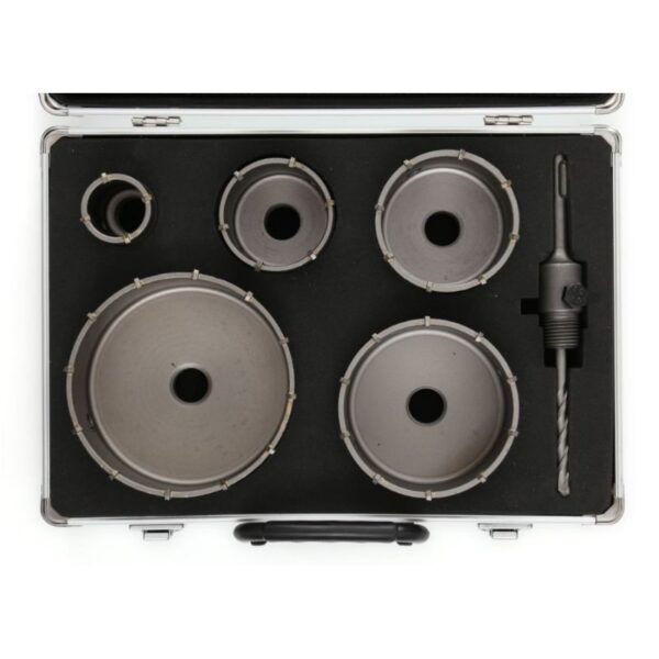 Set Kruna za bušenje cigle, betona Ø65, Ø80, Ø100, Ø110 i Ø125mm sa držačem SDS+ - Image 4