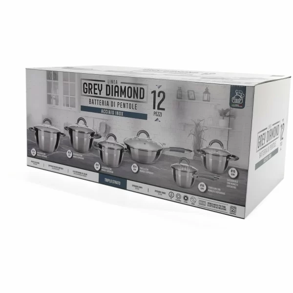 Set indukcijskog posuđa od 12 dijelova, Grey Diamond line - Image 2