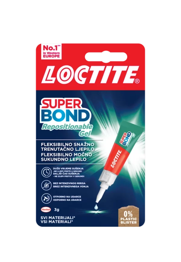 LOCTITE SUPER BOND Repositionable Gel, Prozirno, 3g