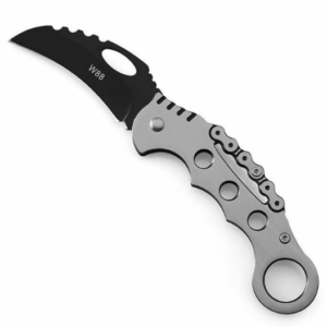 Nož džepni sklopiv (EDC) W88 LINKS Srebrni s rupom za karabiner