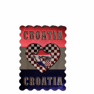Magnet za frižider, Hrvatski suvenir, Srce s kockicama na zastavi CROATIA Crven-Bijeli-Plavi (74786)