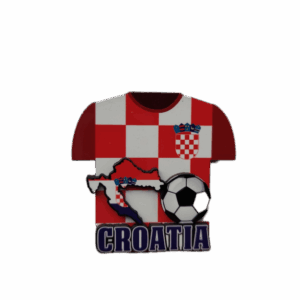 Magnet za frižider, Hrvatski suvenir, Hrvatski dres s loptom  drvo