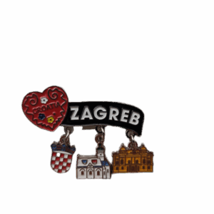 Magnet za frižider, Hrvatski suvenir, Zagreb s tri visuljka grb, Sabor, Sv.Marko