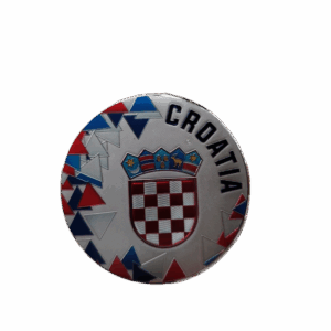 Magnet za frižider, Hrvatski suvenir, Oblik čepa sa Hrv.grbom CROATIA i trokuti