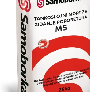 TANKOSLOJNI MORT ZA ZIDANJE POROBETONA M5 25kg projektirani tankoslojni sivi mort za zidanje (T) mort za siporeks