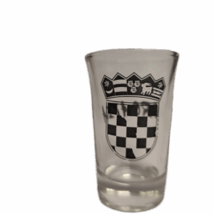 Čašica za rakiju, Hrvatski suvenir, Visoka prozirna s grbom 0,30