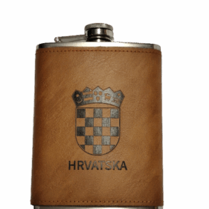 Pljoska sa Hrvatskim grbom i natpis CROATIA kožna navlaka (Hrvatska) 101250 (8 oz)