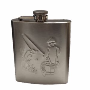 Pljoska inox sa reljefom ribiča  (7 oz)