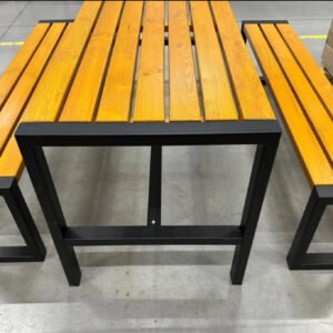 Drvena garnitura / set ( 180x70 ),čelik/bor, stol i 2 klupe