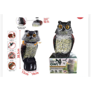 Umjetna sova s za odbijanje drugih životinja, ptica - 38cm  Sačuvajte plodove u vrtu i voćnjaku