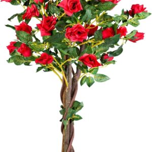 Cvijeće umjetno u tegli, 130cm Ruža Crvena Vanjsko/Unutarnja dekoracija, Umjetni grm