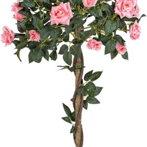 Cvijeće umjetno u tegli, 130cm Ruža Pink Vanjko/Unutarnja dekoracija, Umjetni grm