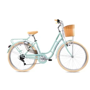 Bicikl 26"  INFINITY gradski, sa blatobranima, košarom i stražnjim nosačem prtljage. Pistacija, 7 brzina