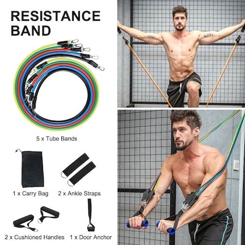 Elastične gume i trake za vježbanje s otporom za ruke i noge u pet različitih težina i boja JT-003 Joga Pilates Fitnes - Image 3