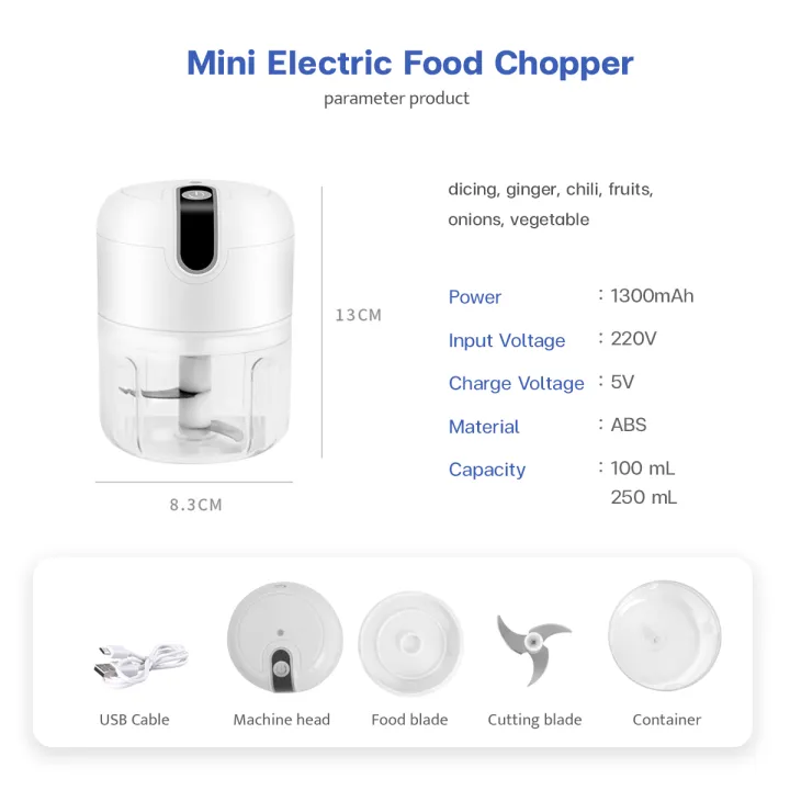 Električni sjeckalica za češnjak, mini sjeckalica za hranu, za sjeckanje povrća i voća (250 ml) - Image 2
