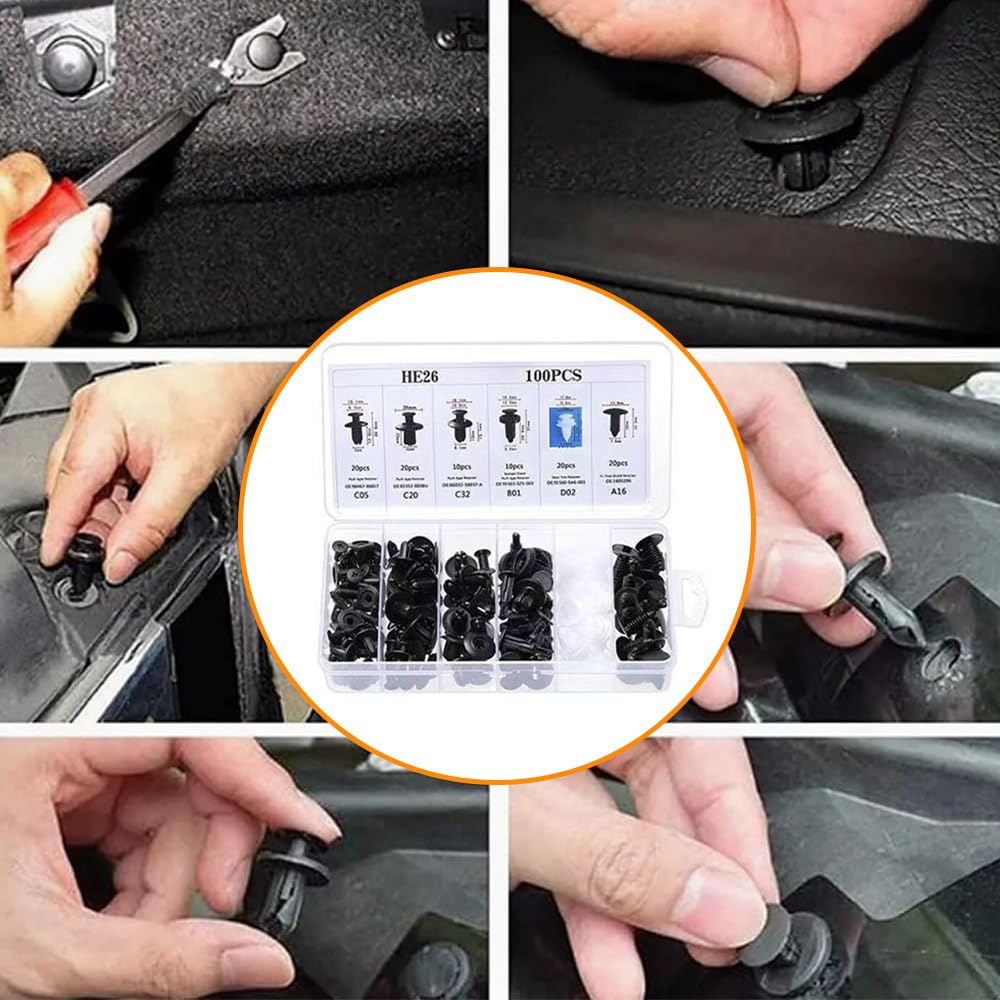 Set Kopči za Pričvršćivanje Obloga na automobilu 100 kom KD10498 najpopularnijih Ubadači, Tiple, Potisni držači - Slika 5