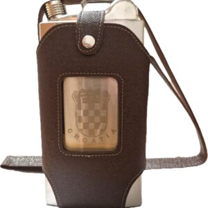 Pljoska s Navlakom i Naramenicom, Hrvatski grb mat i natpis Croatia 1 L, Inox