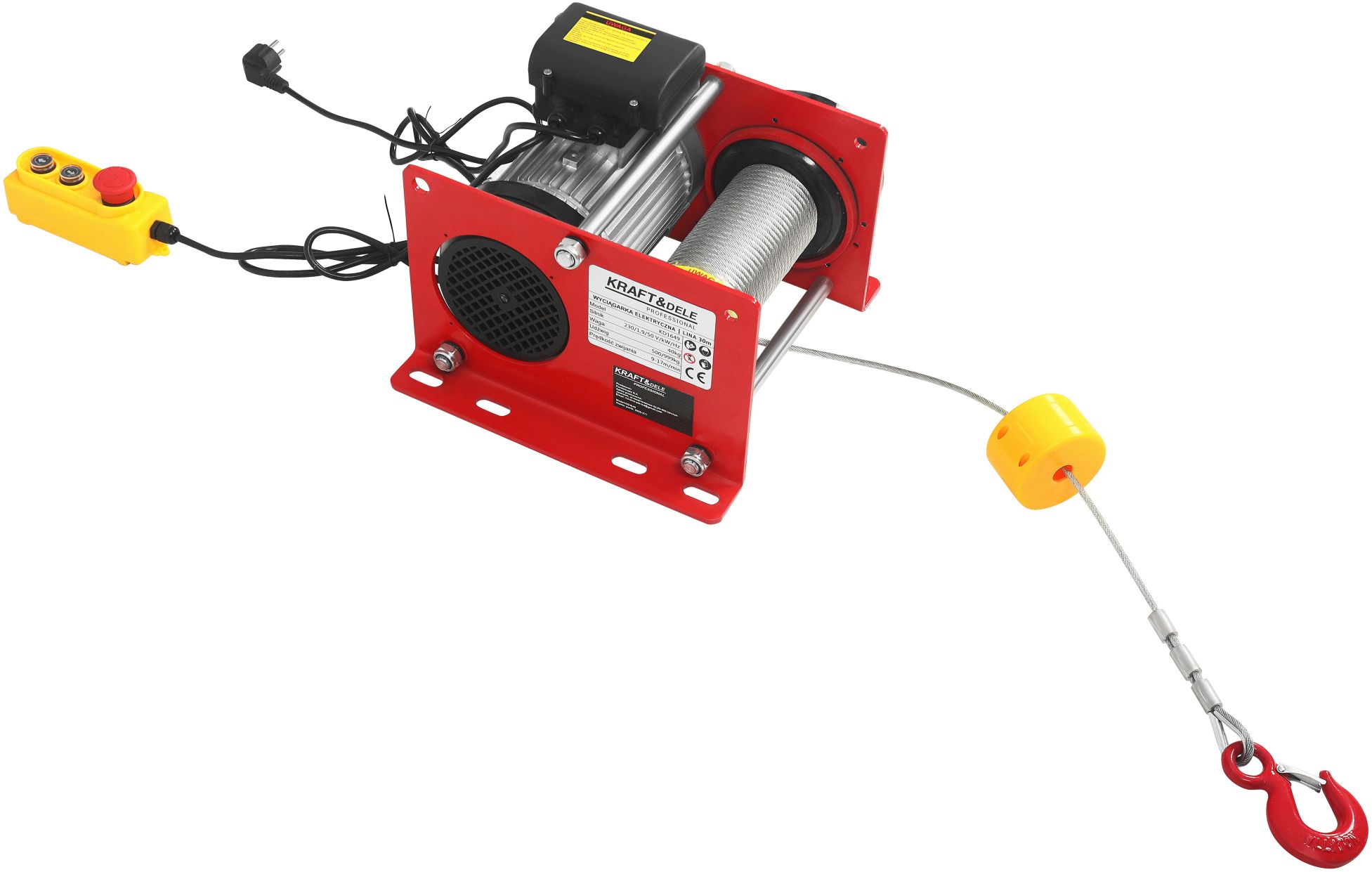 Građevinsko električno vitlo 30 Metara sajle 500/999KG KD1649 - Slika 2