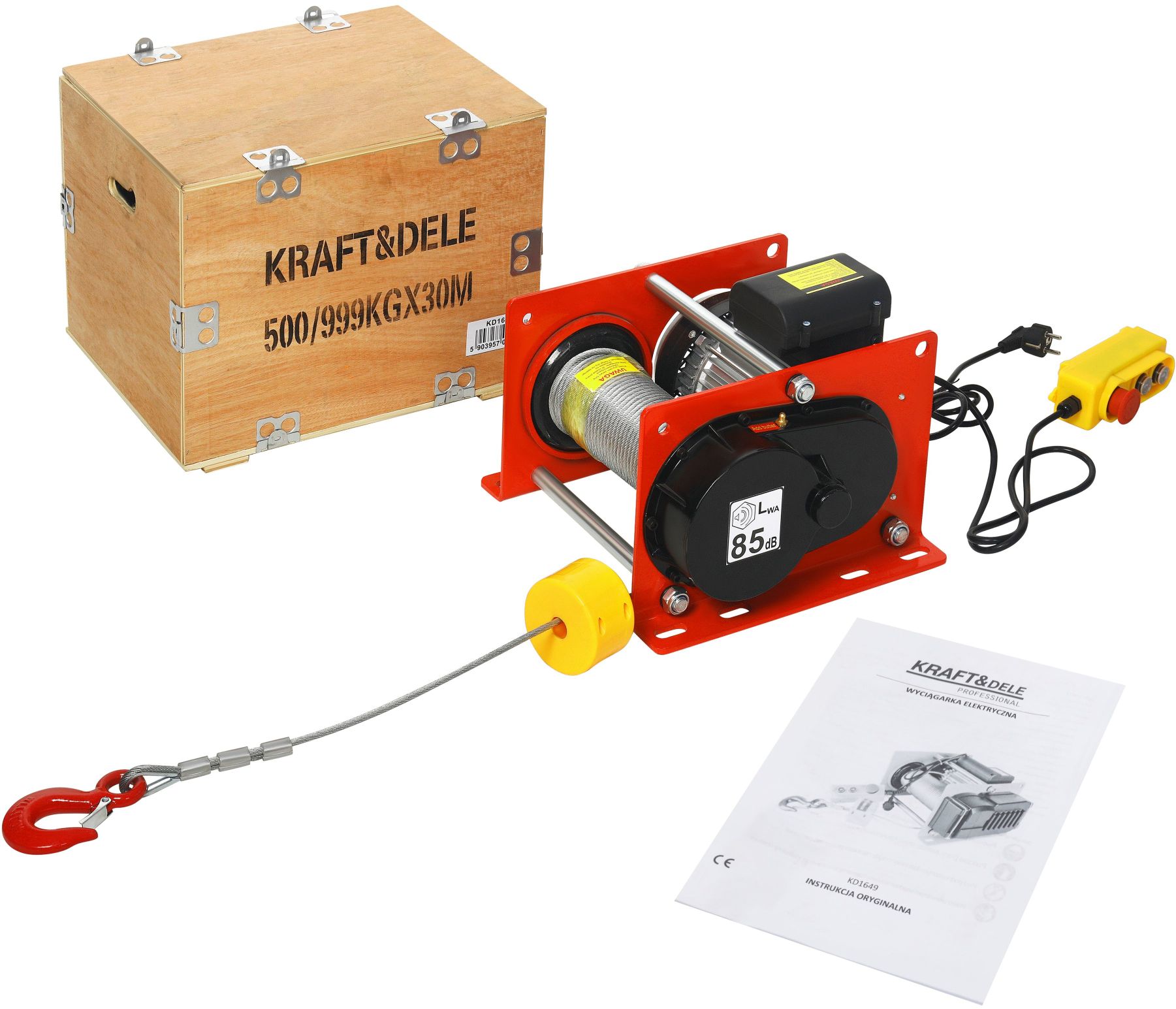 Građevinsko električno vitlo 30 Metara sajle 500/999KG KD1649 - Slika 5