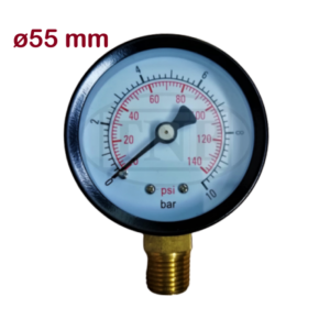 Manometar 1/4" ø55 mm - 0-10 bara vertikalni