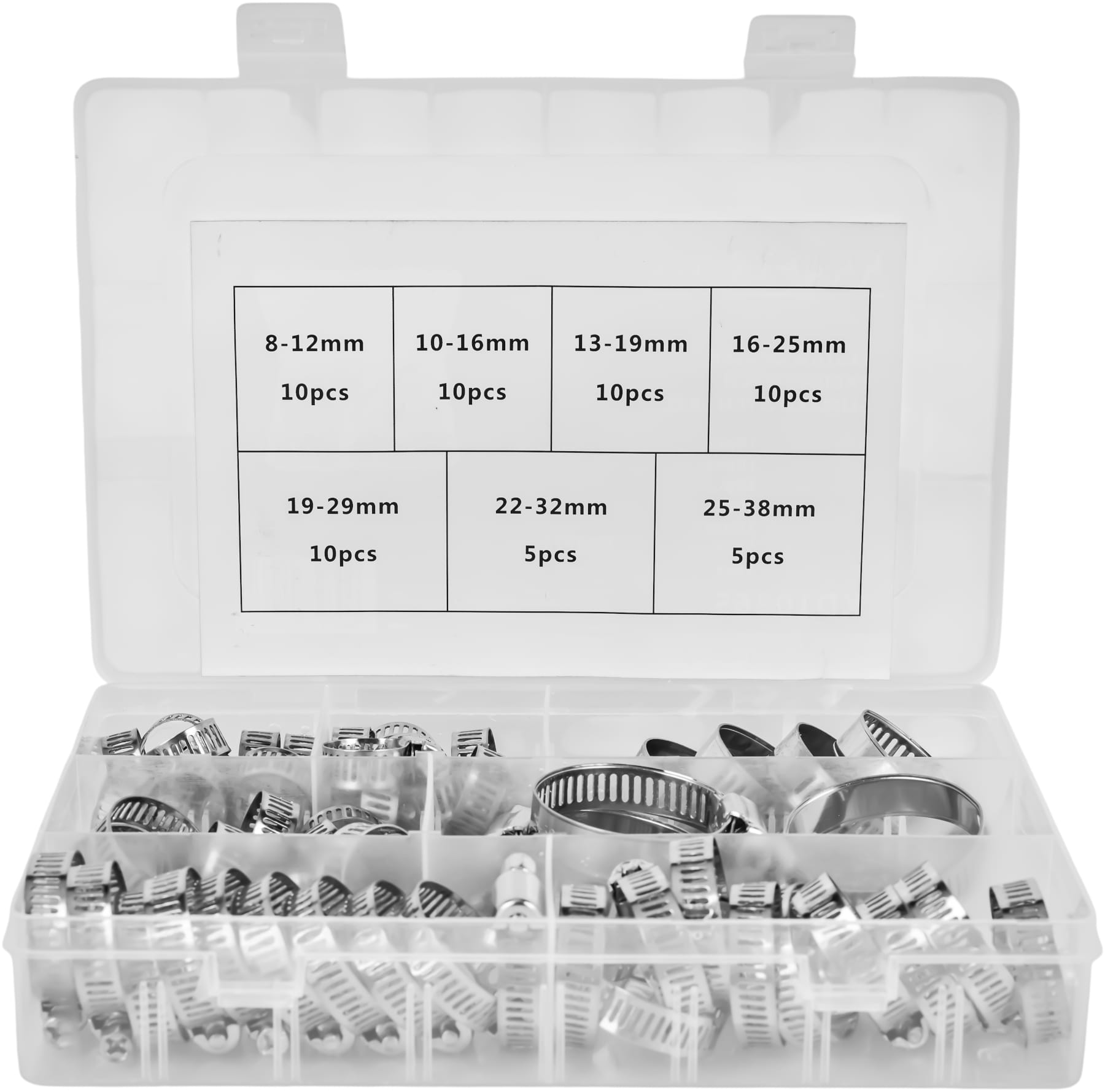 Set Obujmica Vijčanih 60 komada 8-38 mm KD10865, Stezaljke sa Pužnim Pogonom - Slika 3