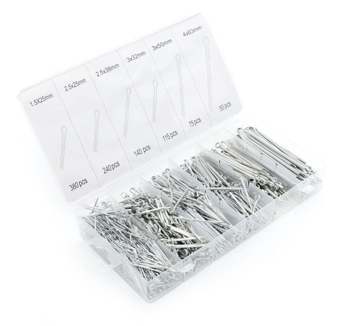 Set osigurača za osovine, Set rascjepki, Set Šplenti 1000 kom KD10509, 1,5/2/2,5/3/4 mm