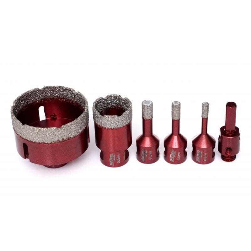 Set Svrdla i Kruna Dijamantnih za Bušenje rupa u Kamenu, Keramici i Pločicama 5 komada 6,8,10,35,68 mm KD11219 - Slika 4