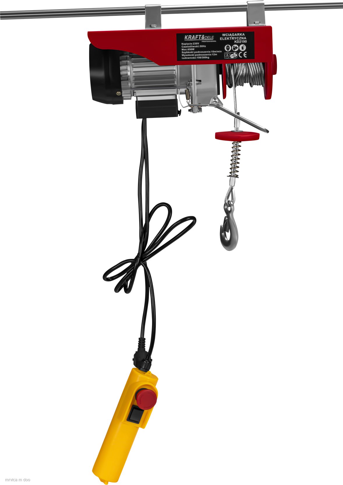 KRAFT&DELE Dizalica Električno vitlo sa sajlom 500/1000kg 230V 1350W KD2192 - Slika 3