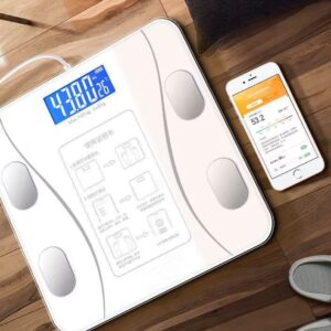 Vaga Podna za Tjelesnu Masnoću BMI, Digitalna, 180 kg, Bluetooth, spaja se na Mobitel, Bijela AB-J178