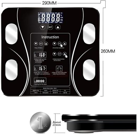 Vaga Podna za Tjelesnu Masnoću BMI, Digitalna, 180 kg, Bluetooth, spaja se na Mobitel, Bijela AB-J178 - Slika 5
