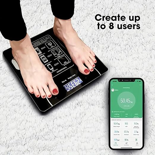 Vaga Podna za Tjelesnu Masnoću BMI, Digitalna, 180 kg, Bluetooth, spaja se na Mobitel, Bijela AB-J178 - Slika 6