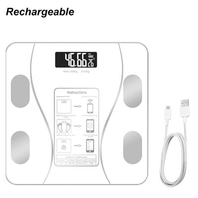 Vaga Podna za Tjelesnu Masnoću BMI, Digitalna, 180 kg, Bluetooth, spaja se na Mobitel, Bijela AB-J178 - Slika 2