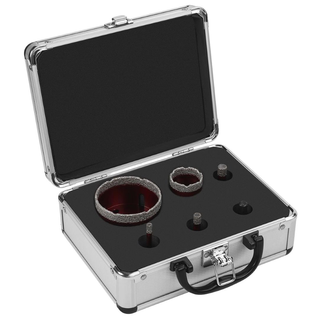 Set Dijamantnih Svrdla i Kruna za Bušenje Rupa u Keramici, Gresu, Granitu, Kamenu, 6 Dijelova Ø6-68 mm M14 KD12643 - Slika 3