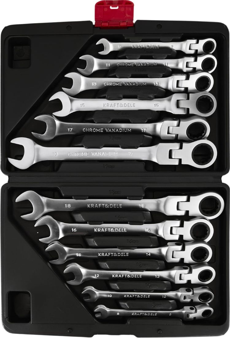 Set kombiniranih ključeva sa čegrtaljkom i fleksibilnom glavom 8-19 mm 12 kom KD11304 - Slika 2