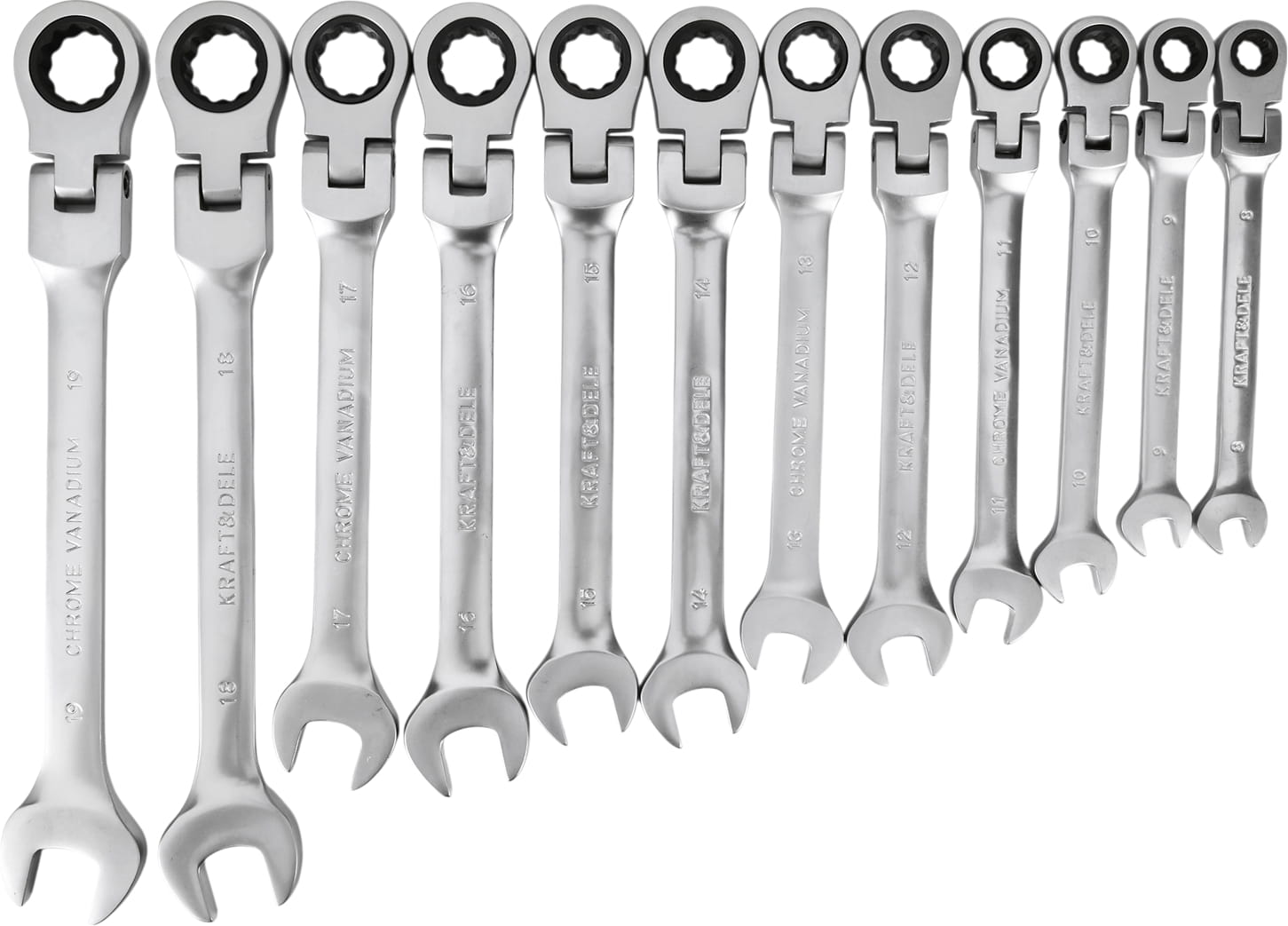Set kombiniranih ključeva sa čegrtaljkom i fleksibilnom glavom 8-19 mm 12 kom KD11304 - Slika 3