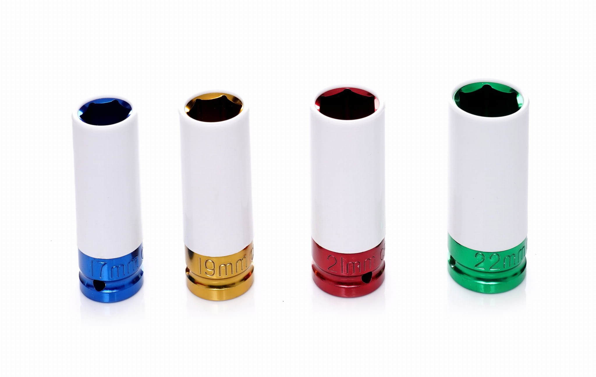 Set udarnih gedora 1/2" 17/19/21/22mm 4 komada KD10523 s navlakom za zaštitu alu felgi - Slika 3