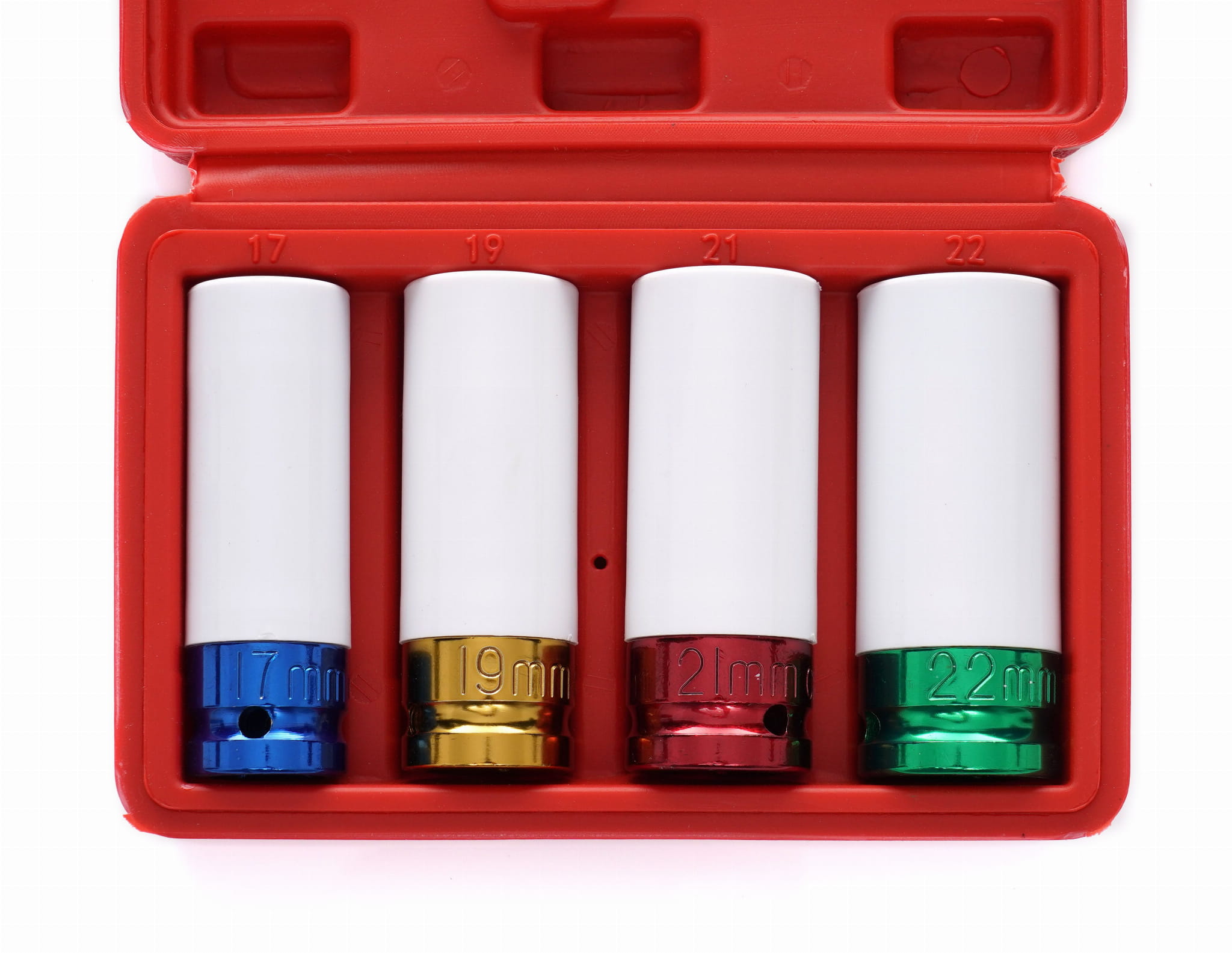 Set udarnih gedora 1/2" 17/19/21/22mm 4 komada KD10523 s navlakom za zaštitu alu felgi - Slika 5