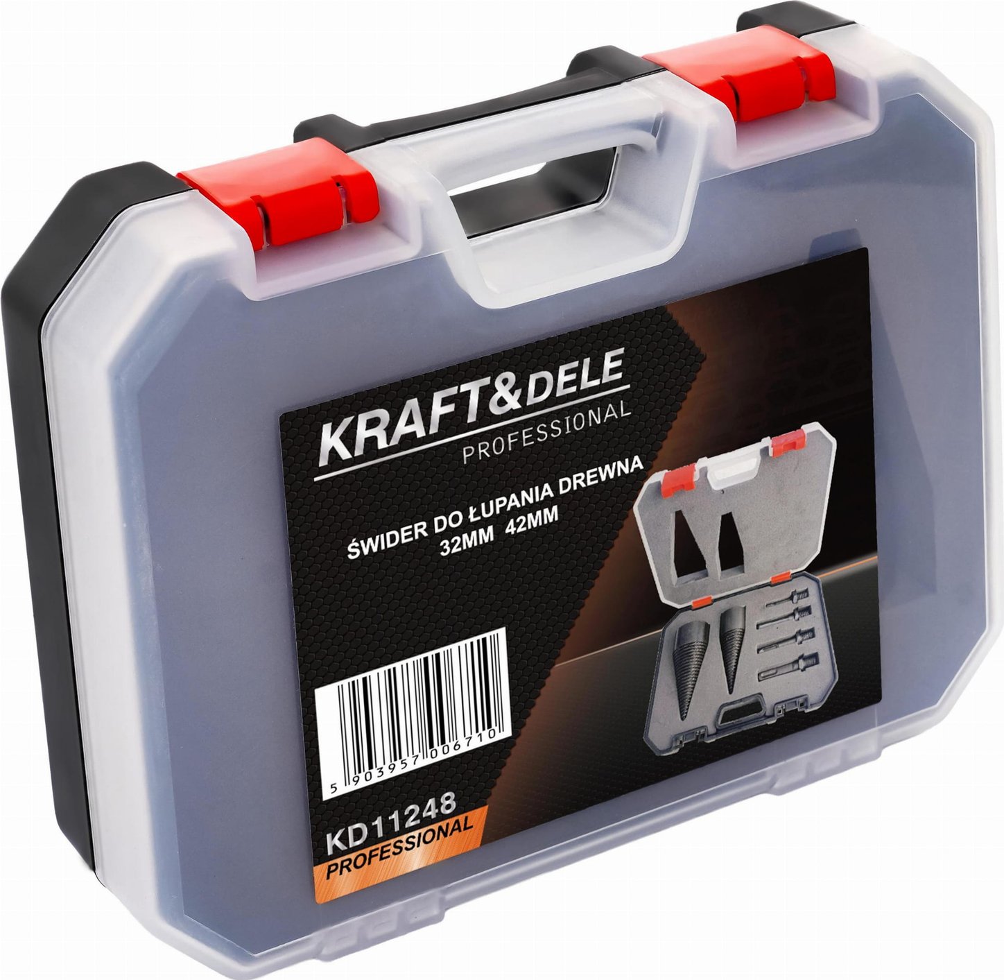 Set Svrdlo za Cijepanje Drva 32 mm, 42 mm + 4x M14 adapter KD11248 Kofer - Slika 5