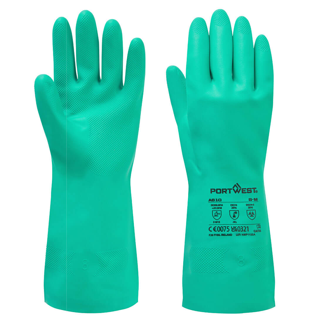 Rukavica za kemikalije Nitrilna A810 Nitrosafe Chemical Portwest Zelena