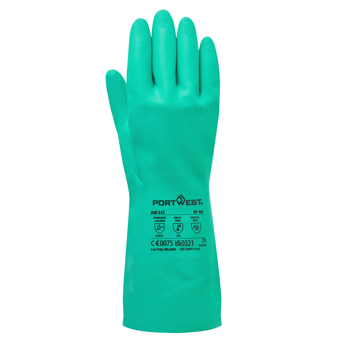 Rukavica za kemikalije Nitrilna A810 Nitrosafe Chemical Portwest Zelena - Slika 2
