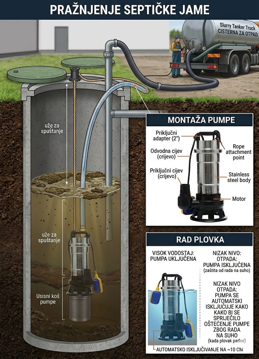 KRAFT & DELE Pumpa Potapajuća za prljavu vodu s drobilicom i plovkom 3100W KD763 2" - Slika 5