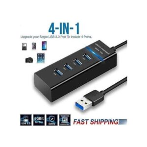 Kabel USB-C 3.0 HUB, 480Mbps Razdjelnik, LED Indikator, Splitter, Crni