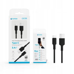Kabel za Brzo Punjenje CB1787, USB-C, 3.4A, 1m, Crni