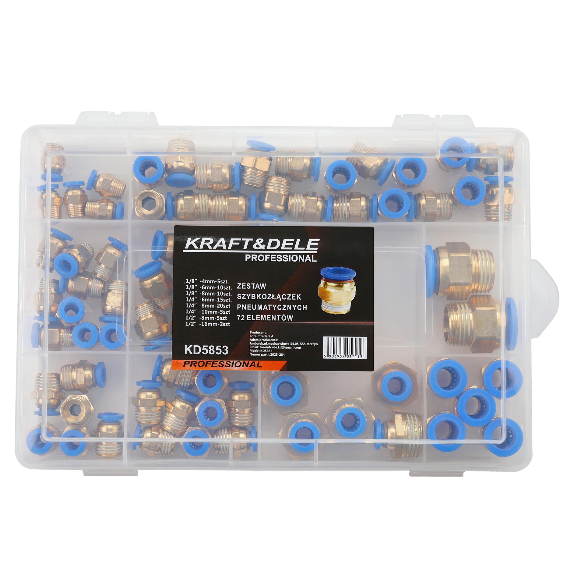 Komplet pneumatskih navojnih brzih spojnica 72 komada 4-16 mm 1/4" 3/8" 1/2" KD5853 - Slika 4