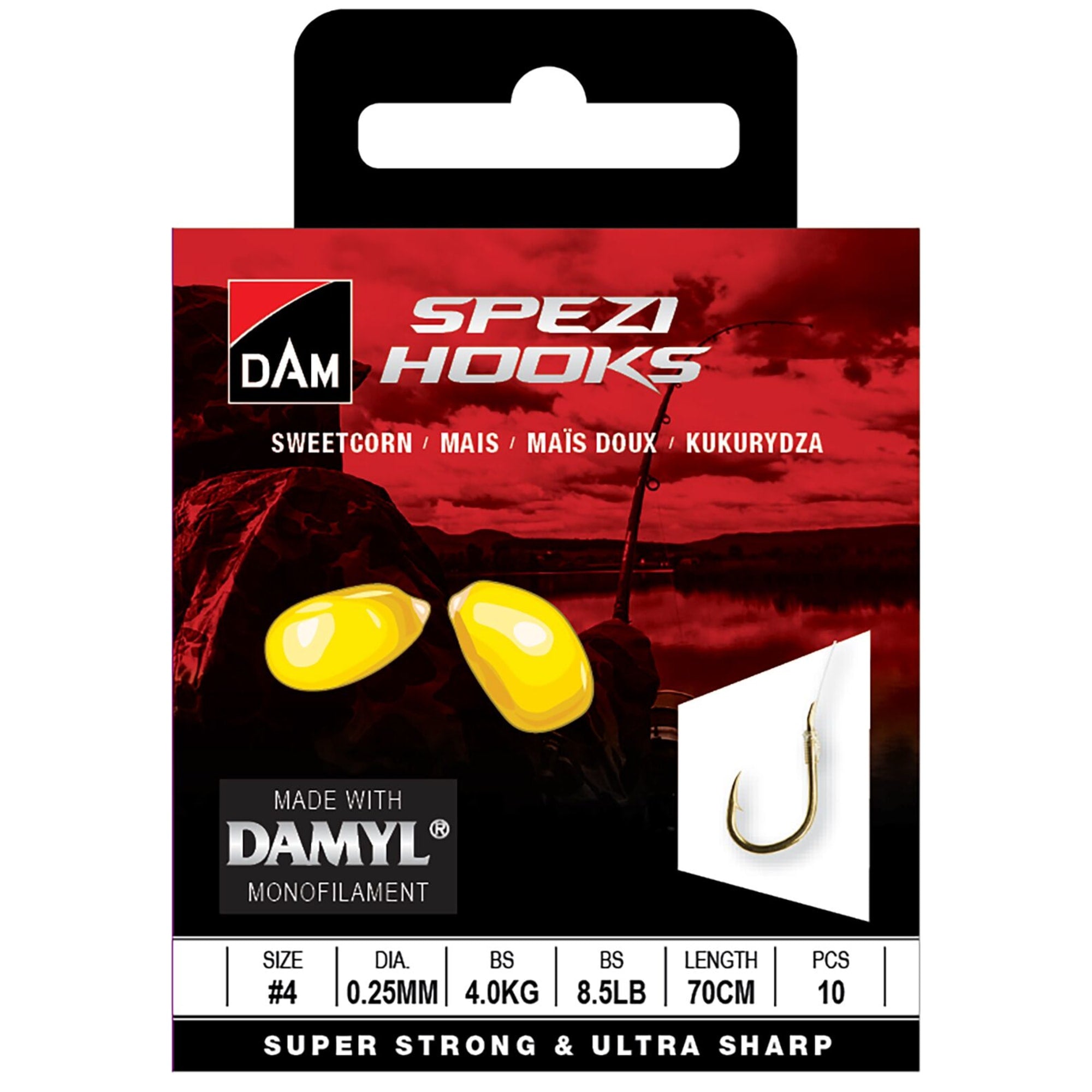 Sustav DAM SPEZI SWEETCORN 4 0.25mm 4.0kg 70cm 10 kom