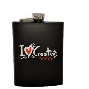 Pljoska inox Crna I ♥ Croatia (Hrvatski Suvenir) 237ml (8 oz)