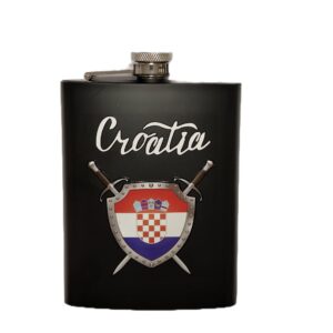 Pljoska inox Crna Štit sa Zastavom (Hrvatski Suvenir) 237ml (8 oz)