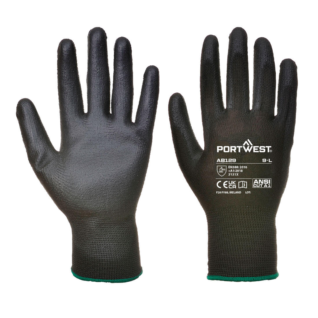 Rukavica AB129 PU Dlan (12 pari) Crne XL Portwest