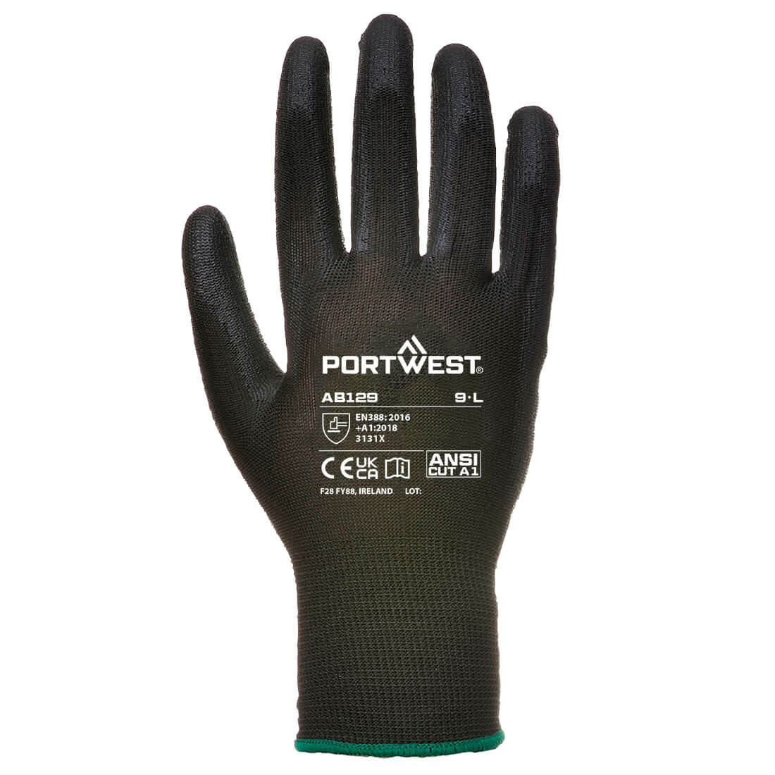 Rukavica AB129 PU Dlan (12 pari) Crne XL Portwest - Slika 3